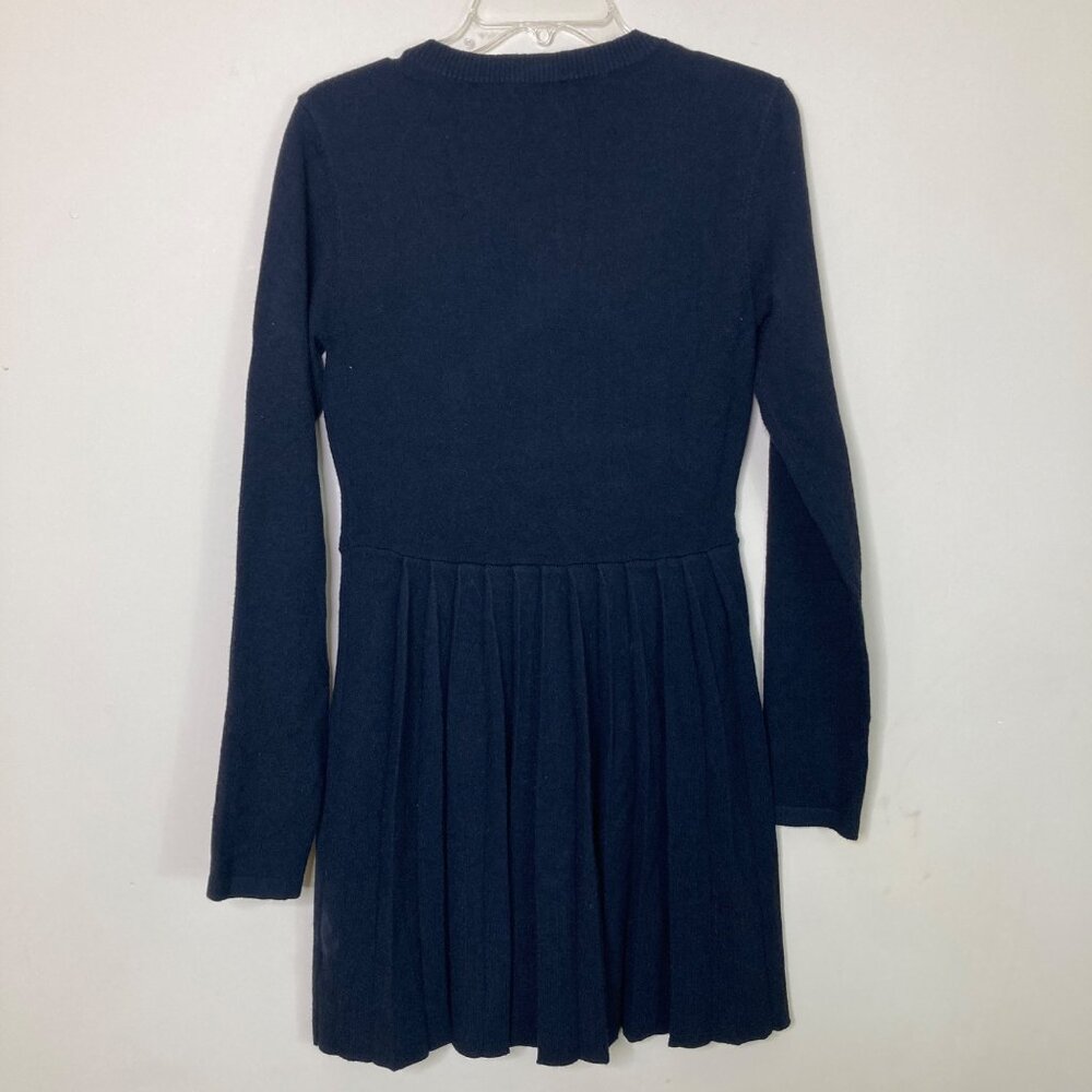 Lulus Beyond Sweet Black Pearl Pleated Mini Dress Knit Medium - Picture 2 of 8